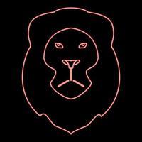 Neon lion head red color vector illustration flat style image