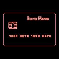 Neon bank credit card red color vector illustration flat style image