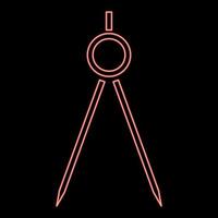 Neon pair of compasses red color vector illustration flat style image