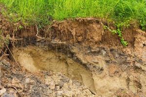 acantilados, hierba de erosión del suelo rocoso foto