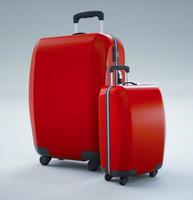 Two red travel bags isolated on bright white background. 3d rendering