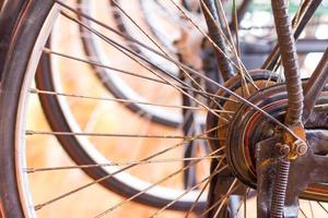 Antique bicycle wheels photo