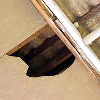 Damaged ceiling holes. photo