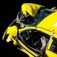 Isolate yellow car accident. photo