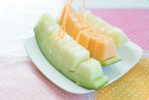 Juicy slice cantaloupe melon