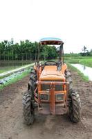 Tractor in a rice field photo