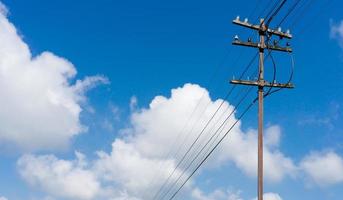 Old wooden electric pole photo