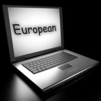 palabra europea en la computadora portátil foto