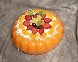 Lebaran parcels or Hampers, usually distributed at the moment of Eid. The packaging box contains a beautiful and attractive jelly cake. Also suitable for birthday cakes. Eid greetings. Focus Blur. photo