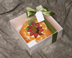 Lebaran parcels or Hampers, usually distributed at the moment of Eid. The packaging box contains a beautiful and attractive jelly cake. Also suitable for birthday cakes. Eid greetings. Focus Blur. photo