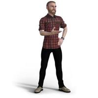 Nice bearded and blond man in lumberjack style in 3D illustration photo