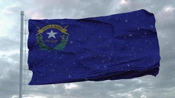 Nevada winter flag with snowflakes background. United States of America. 3d rendering photo