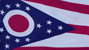 Flag of Ohio state, region of the United States, waving at wind. 3d rendering photo
