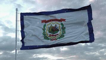 bandera de invierno de virginia occidental con fondo de copos de nieve. Estados Unidos de América. representación 3d foto