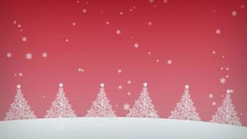feliz navidad y feliz año nuevo concepto. nevadas de invierno sobre un fondo rojo. representación 3d