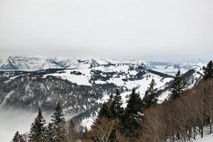 A view of the Snow capped Austrian Mountains near Saltzburg photo