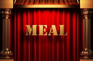 meal golden word on red curtain photo