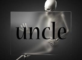 uncle word on glass and skeleton photo