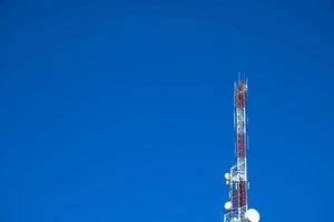 Telecommunication tower of 4G and 5G cellular. Antenna transmission communication. Cell phone signal base station. photo