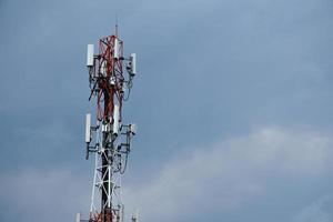 Telecommunication tower of 4G and 5G cellular. Antenna transmission communication. Cell phone signal base station. photo