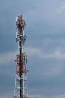 Telecommunication tower of 4G and 5G cellular. Antenna transmission communication. Cell phone signal base station. photo