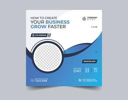 Digital marketing live webinar and business social media post template vector