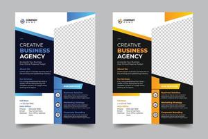 Flyer design template blue and orange color, creative A4 size leaflet