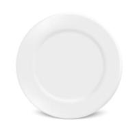 Vector 3d Realistic White Porcelain, Plastic or Paper Disposable Food Plate Plate Icon is isolated on a white background. Front view. Design template.