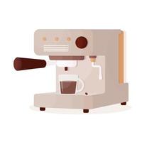 Coffee maker is making espresso coffee. Coffee vector flat illustration in flat cartoon style.