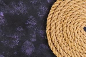 Rope on dark background. Top view photo