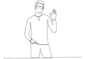 Continuous line of man Waving, Welcome vector