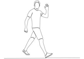 Continuous line of man Waving, Welcome vector