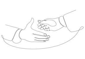 ilustración vectorial de una línea continua de apretón de manos vector