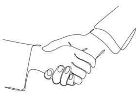 vector illustration of one continuous line of handshake