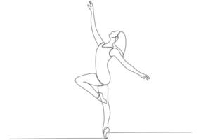 Continuous line drawing. Illustration showing a ballerina in motion. Art. Ballet. Vector illustration