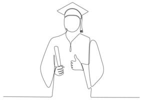 male student one continuous line drawn hand drawn silhouette. line art. graduate student vector