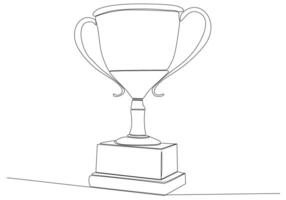 one line drawing continuous line winning cup vector