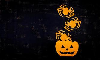 Halloween background with spider, pumpkins. Halloween holiday background. photo