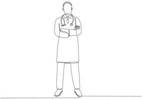 Portrait of male doctor continuous one line drawing one hand drawn minimalist design vector