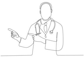 Portrait of male doctor continuous one line drawing one hand drawn minimalist design vector