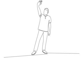 Continuous line of man Waving, Welcome vector