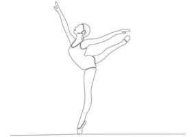 Continuous line drawing. Illustration showing a ballerina in motion. Art. Ballet. Vector illustration