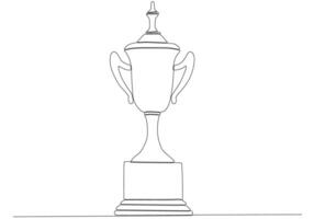 one line drawing continuous line winning cup vector