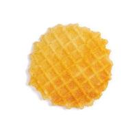 Round waffels isolated on white background. Top view. photo