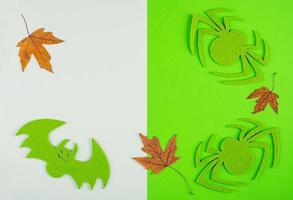 Halloween background with spiders and bats. Halloween holiday background. photo