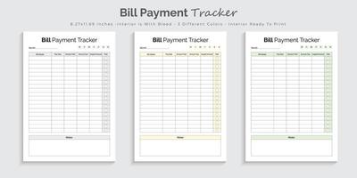 Bill payment tracker logbook and journal interior design template vector