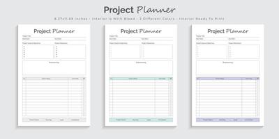 Project planner logbook journal and tracker printable interior design template vector