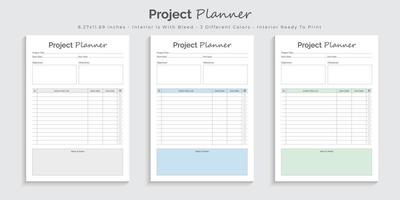 Project planner logbook journal and tracker printable interior design template vector