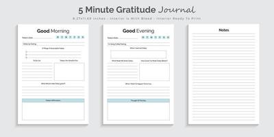 Five minute gratitude journal and tracker printable interior design template vector