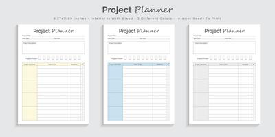 Project planner logbook journal and tracker printable interior design template vector